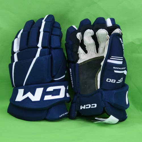 New CCM Hockey Tacks X F 80 (HGXF80) Gloves 14"-Navy/White