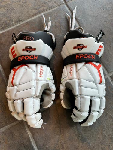 White Used Epoch Integra Pro Lacrosse Gloves 13"