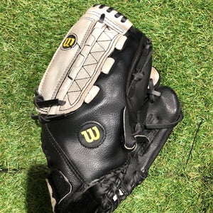 Black Used Kid Pitch (9YO-13YO) Wilson A350 Right Hand Throw Pitcher's Baseball Glove 11.5"