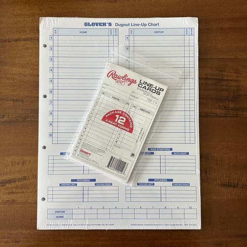 Baseball/Softball Bundle: Glover’s Dugout Line-Up Chart + Rawlings Line-Up Cards