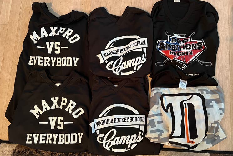 Lot of 6 black youth hockey jerseys