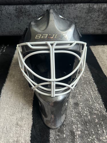 Bauer NME VTX Pro Fit 2 Senior Hockey Goalie Mask Helmet Silver White Cateye Cage