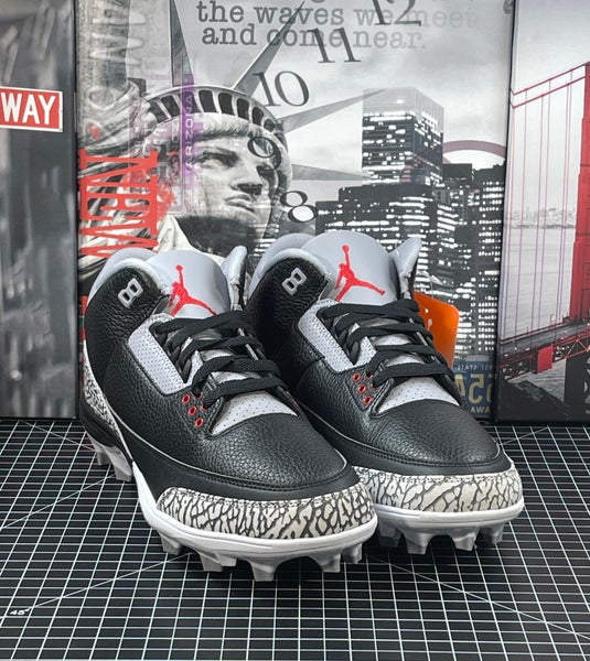 Air Jordan 3 Retro TD Mid Black Fire cement Red Football Cleats Mens Size 11 NEW