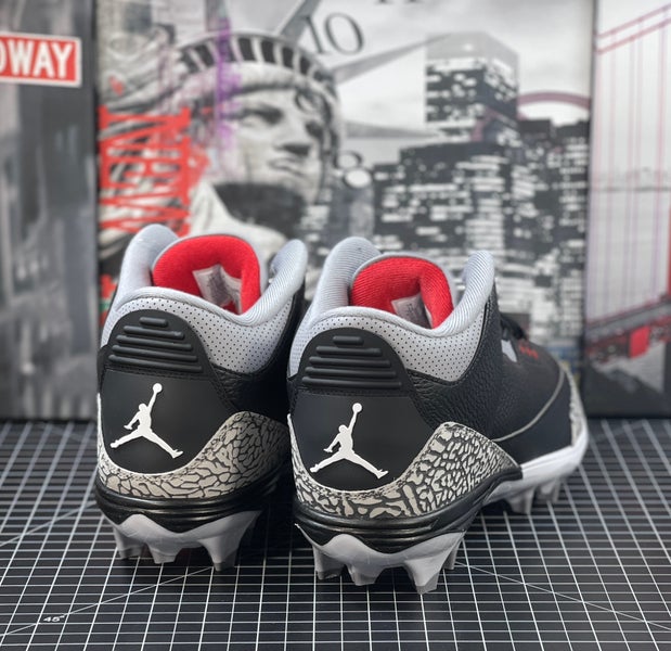 Air Jordan 3 Retro TD Mid Black Fire cement Red Football Cleats Mens Size 11 NEW