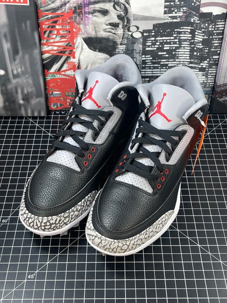 Air Jordan 3 Retro TD Mid Black Fire cement Red Football Cleats Mens Size 11 NEW