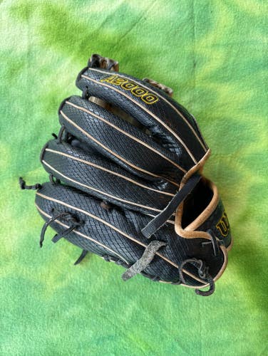 Black Used Wilson A2000 Right Hand Throw Infield Baseball Glove 11.75"