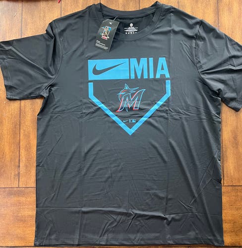 NWT Miami Marlins MLB Black Dri-Fit Baseball T-Shirt XL