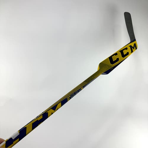 New Regular CCM EFlex 5 Pro Goalie Stick |  Yellow Blue | 24" Paddle | P4 Curve | Saros | M506