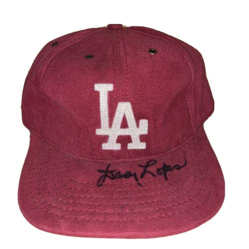 Vintage Los Angeles Dodgers MLB Autographed Davey Lopes LA Fitted Hat Size 7 1/4