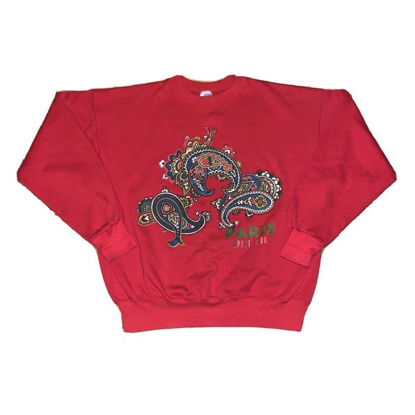 Vintage 90s Paris Sport Club Graphic Crewneck Sweatshirt Rare Size Large