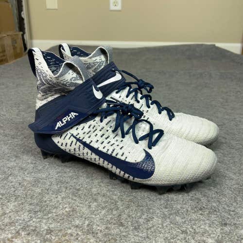 Nike Mens Football Cleats 13 White Navy Shoe Alpha Menace Elite 2 Lacrosse High