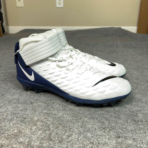 Nike Mens Football Cleats 15 White Navy Shoe Lacrosse Force Savage Pro 2 High