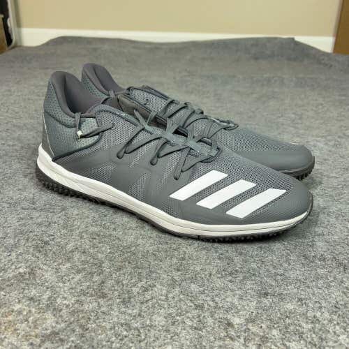 Adidas Mens Shoe 14 Gray White Sneaker Speed Trainer Baseball Turf Sports Pair