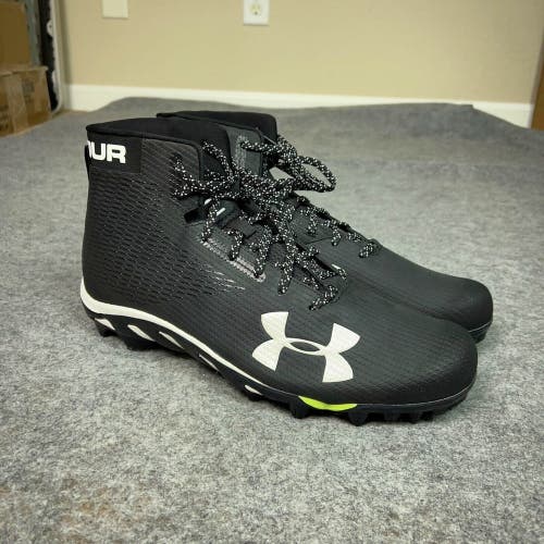 Under Armour Mens Football Cleat 13.5 Black White Shoe Lacrosse Spine Hammer B2