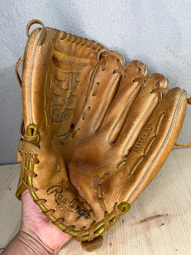 Brown Used Rawlings Rbg36 Right Hand Throw Outfield Baseball Glove 12.5"