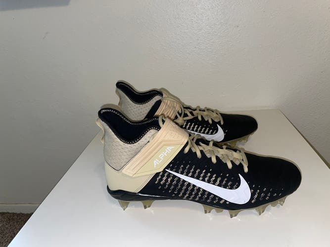 Nike Alpha Menace Pro 2 Mid Black Gold Football Cleats BV3945-700 Mens Size 14.5