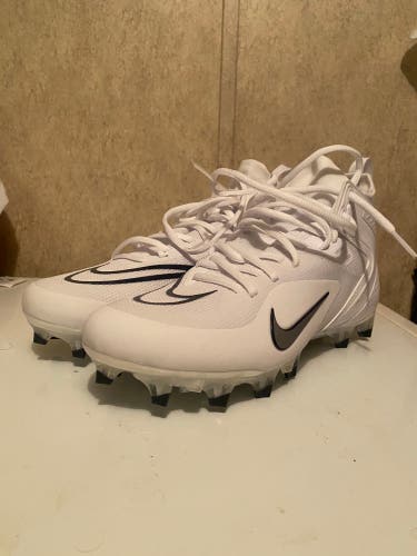 Size 9 Men Nike Alpha Huarache 8 Elite White Navy Lacrosse Cleats CW4447-101