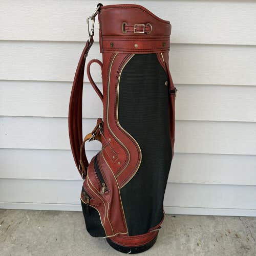 Vintage Classic Titleist Red Black Gold Faux Leather Canvas Golf Bag USA Made