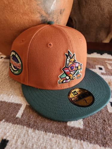 Arizona Coyotes New Era 59Fifty Green/Orange Fitted Kachina Hat Size 7 NWT