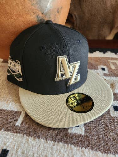 Arizona Coyotes New Era 59Fifty Black/Tan Fitted AZ Hat Size 7 1/8 NWT