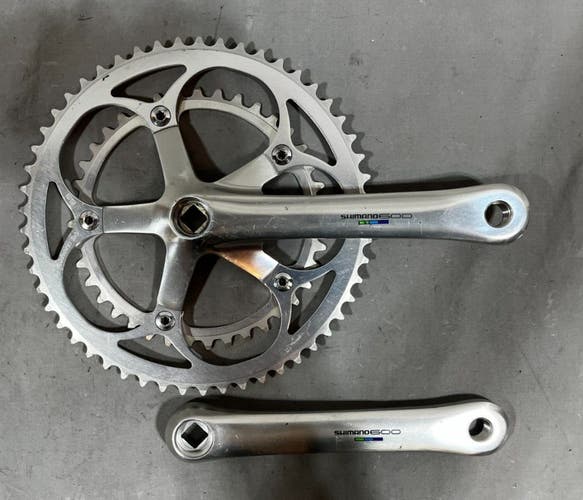 Vintage NOS Shimano 600 Tricolor FC-6400 172.5mm 53/39 Double Crankset NEW