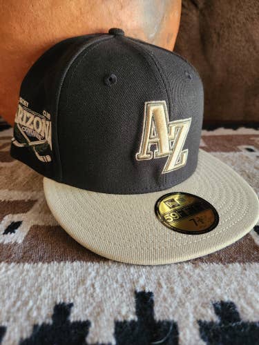 Arizona Coyotes Utah Hockey Club New Era 59Fifty Black/Tan Fitted Hat Size 7 3/8 NWT