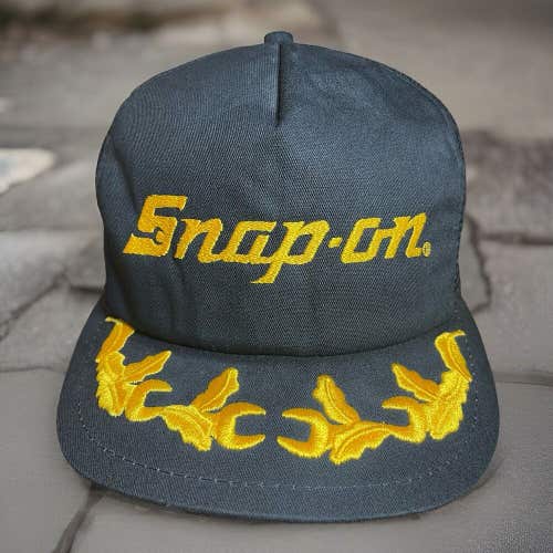 Vintage Snap-On Snapback Trucker Hat Cap Black K-Products Logo W/ Scrambled Eggs