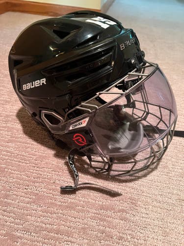 Large Bauer Re-Akt 150 Helmet With Ronin Titanium Hybrid shield