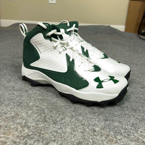 Under Armour Mens Football Cleats 13.5 White Green Shoe Lacrosse Clutchfit Mid V