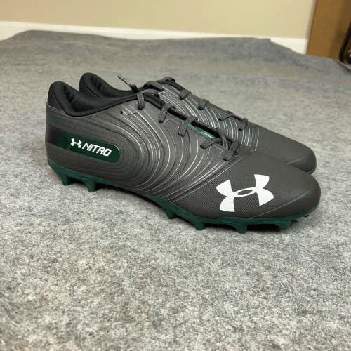 Under Armour Mens Football Cleat 13 Black Green Shoe Lacrosse Nitro Low Sport H3