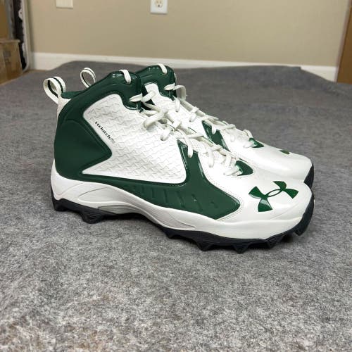 Under Armour Mens Football Cleats 13.5 White Green Shoe Lacrosse Clutchfit Mid X