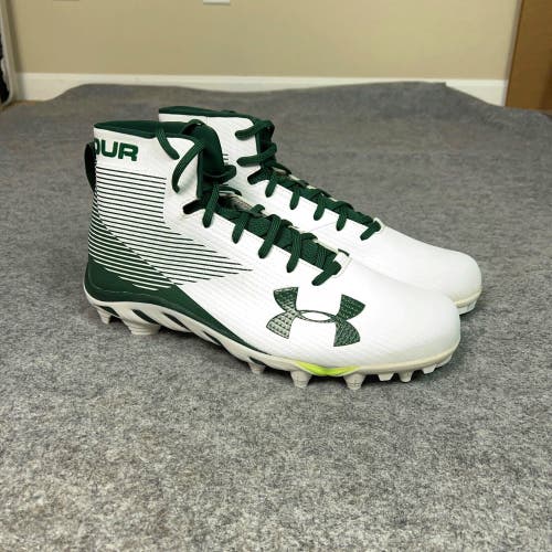 Under Armour Mens Football Cleat 13 White Green Shoe Lacrosse Spine Hammer B3