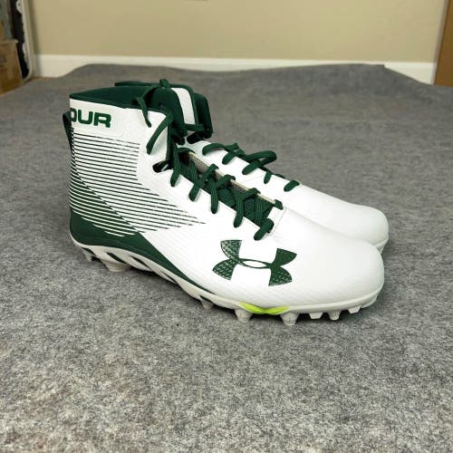 Under Armour Mens Football Cleat 13.5 White Green Shoe Lacrosse Spine Hammer A8