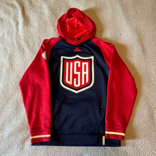 Adidas Team USA World Cup Of Hockey Clima Warm Hoodie Sweatshirt 2016 Size S