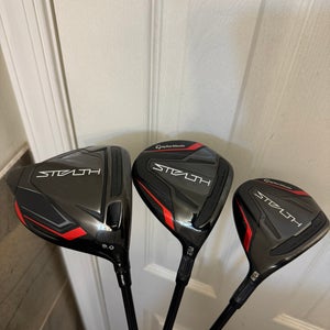TaylorMade Stealth Driver 9.5* & 3&5 FairWayWood Stiff Flex Right Handed