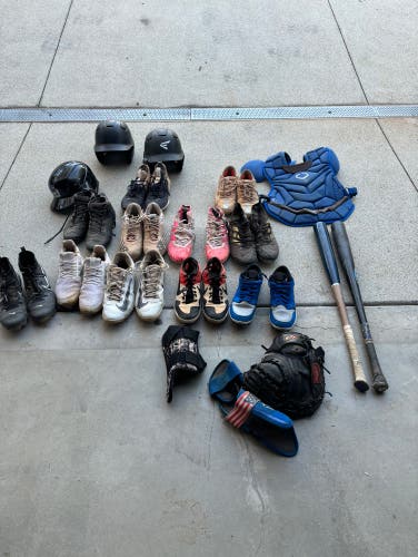 Baseball Gear Gloves Bat 33 Cleats Helmet