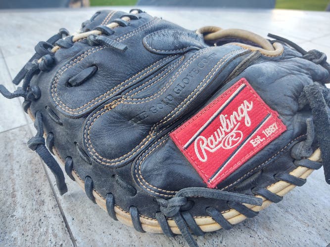 Used Rawlings Right Hand Throw Catcher's Baseball Glove 32.5"