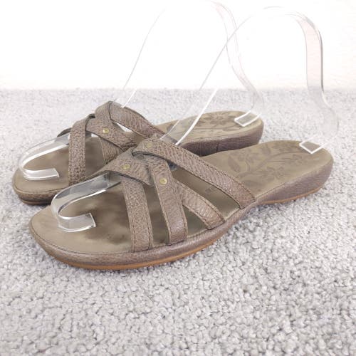 Keen Sandals Womens 6 Shoes Slip On City of Palms Slides Brown Leather Flats