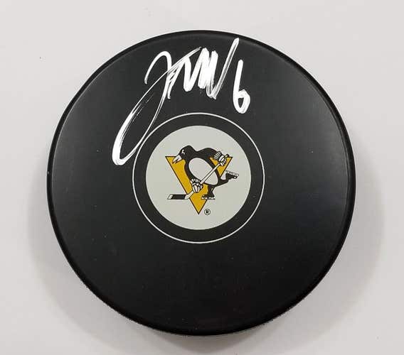 JOHN MARINO Autographed Pittsburgh Penguins Signed NHL Hockey Puck