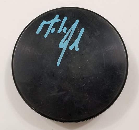 ED EDDIE JOHNSTON Autographed Signed Hockey Puck Pengiuns