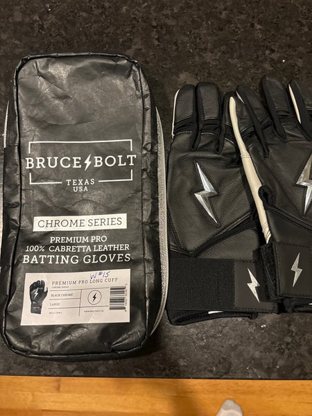 Large Black Chrome Bruce Bolt Batting gloves