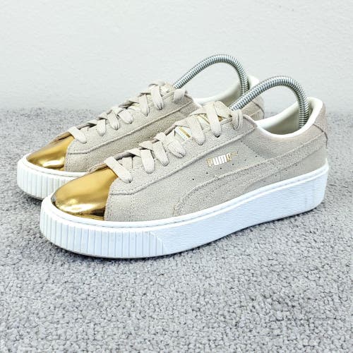 Puma Classic Suede Platform Womens 8.5 Shoes Low Top Sneakers Beige Gold