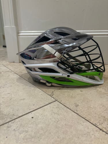 Green and gray chrome XRS pro helmet