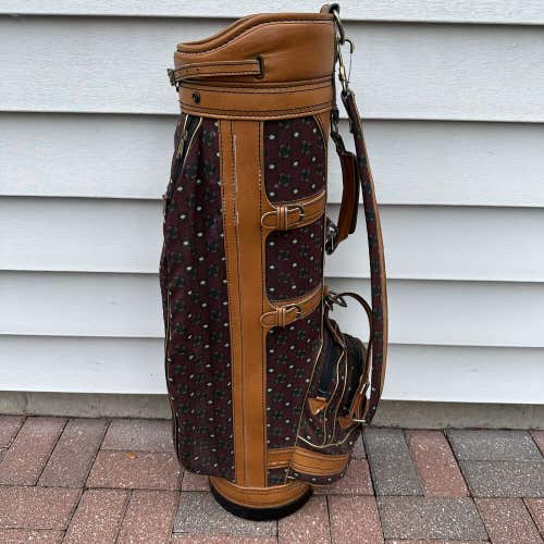 READ Vintage Classic Titleist Red Brown Faux Leather Canvas Golf Bag
