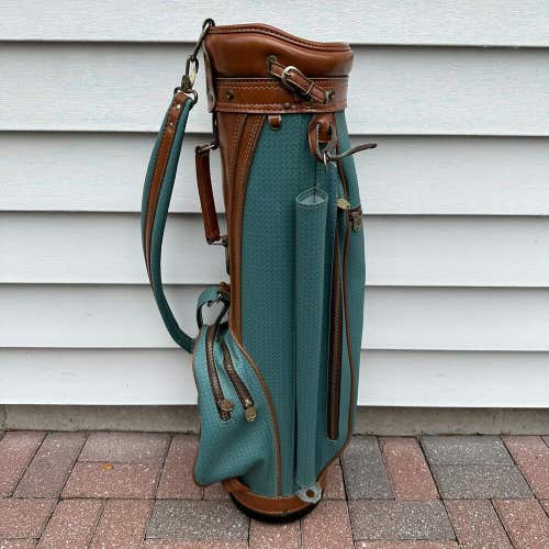 HOT-Z ProGroup Golf Cart Bag 6 Way Faux Leather Brown Team Blue Vintage