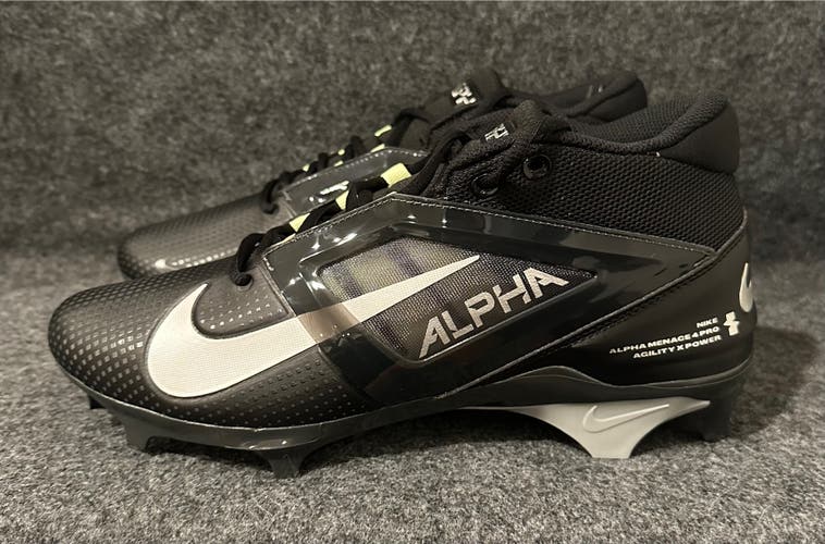 Men’s Nike Alpha Menace 4 Pro Football Cleats Black/Light Smoke FD7037-001  Size 11