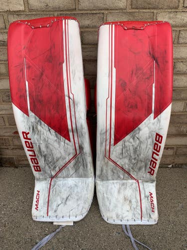 Used 35" Senior Bauer MACH Goalie Leg Pads