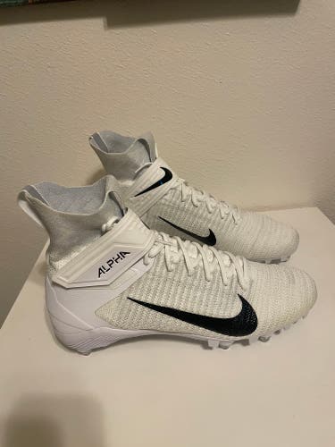 Men's Size 14 Nike Alpha Menace Elite 2 Flyknit Football Cleats White CI1530-100