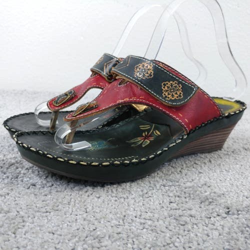 Corkys Elite Sandals Womens 8 Shoes Wolff Island Leather Thong Black Red