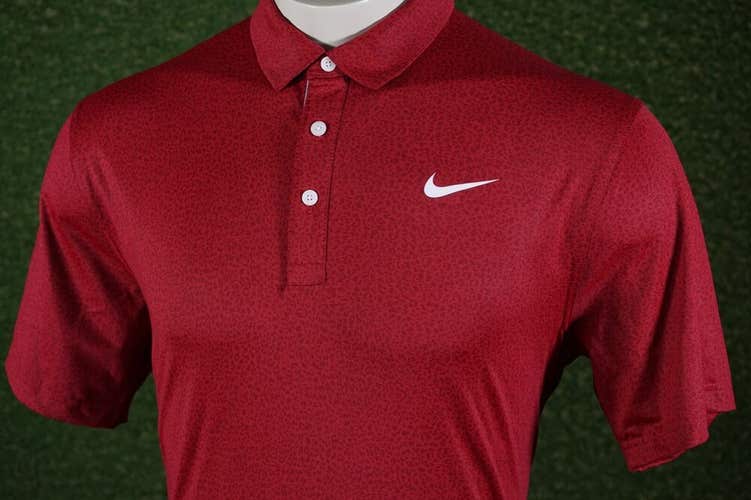 MEN’S MEDIUM NIKE DRI-FIT PLAYER MICRO PRINT GOLF POLO POMEGRANATE, VGC ~ L@@K!!